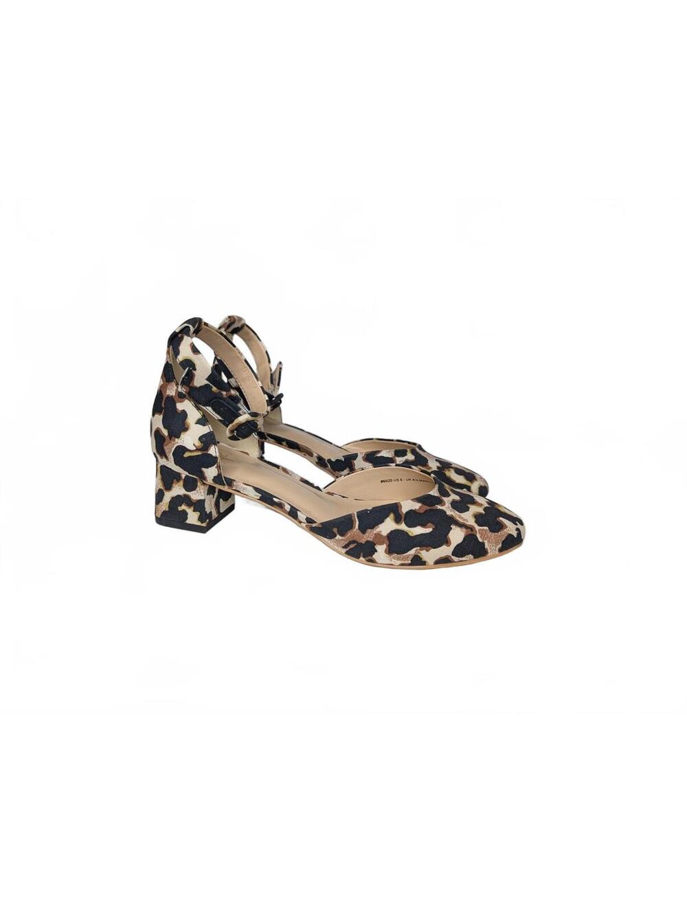 NWOT Cabi Kiki Leopard Print Kitten Heel Block Heel Ankle Strap Shoes Size 6